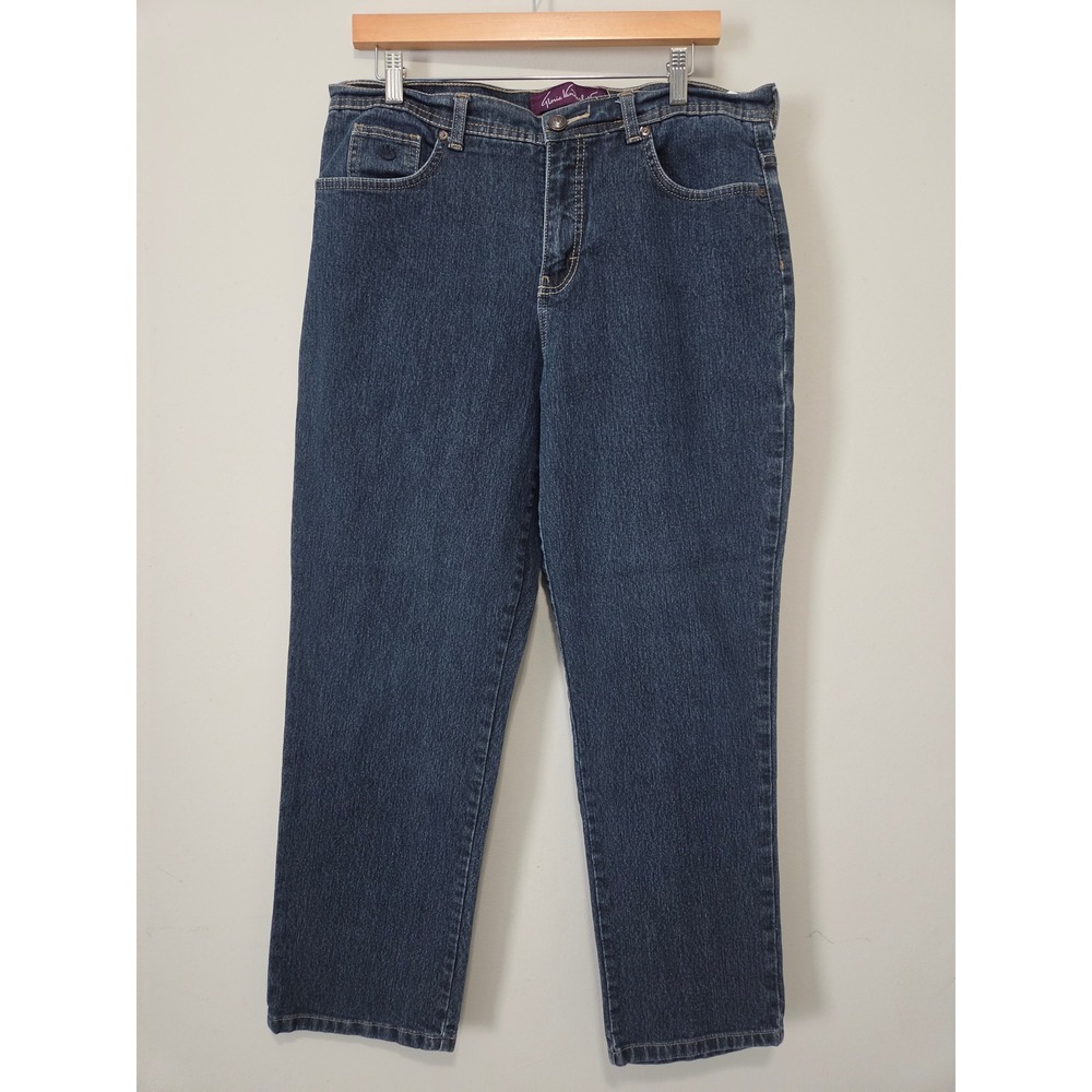 Gloria Vanderbilt Amanda High Rise Tapered Jeans Womens 14 Short Dark Wash Denim